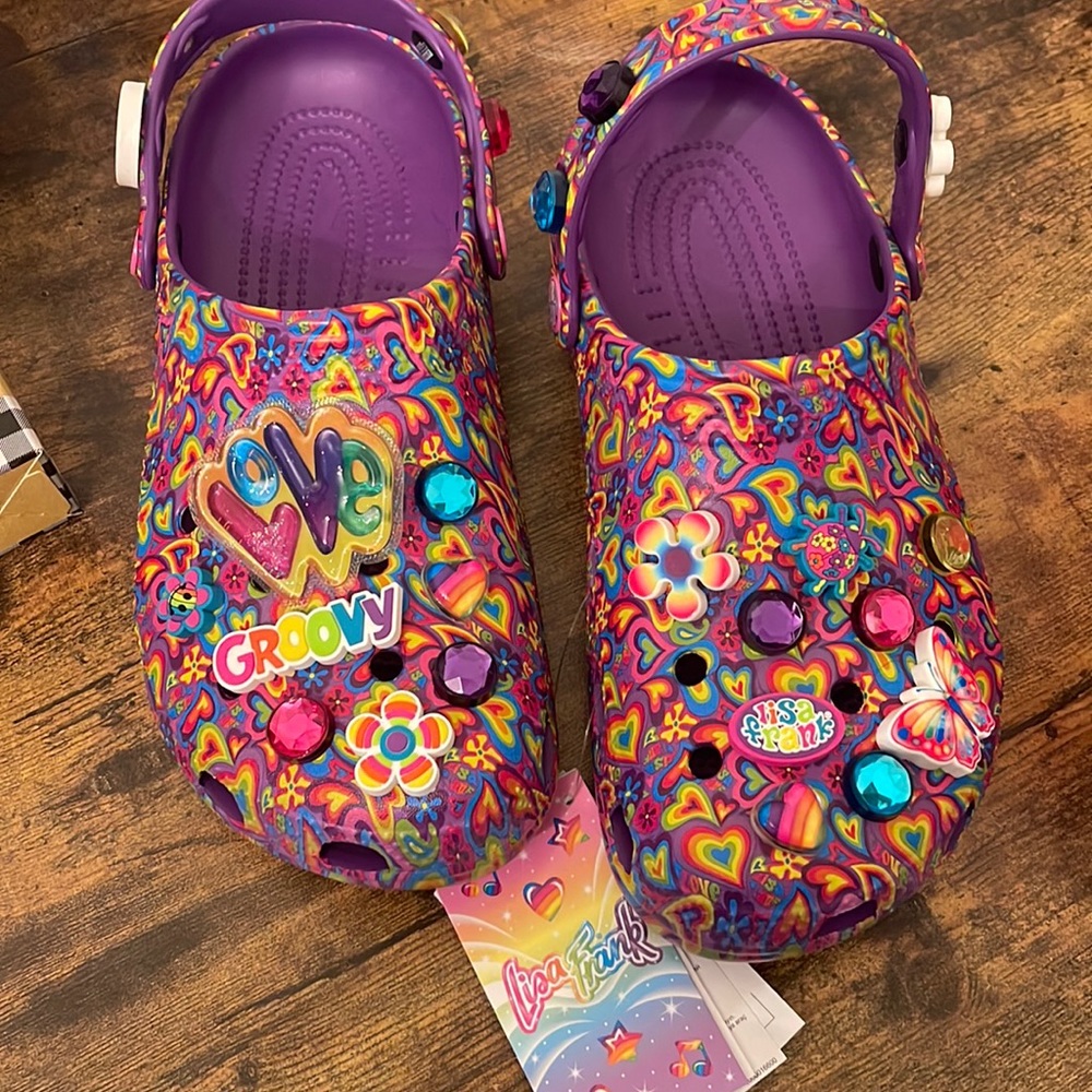 LISA FRANK X CROCS Classic Clog Shoes Neon Purple/Multi Women’s Size 9 / Mens 7